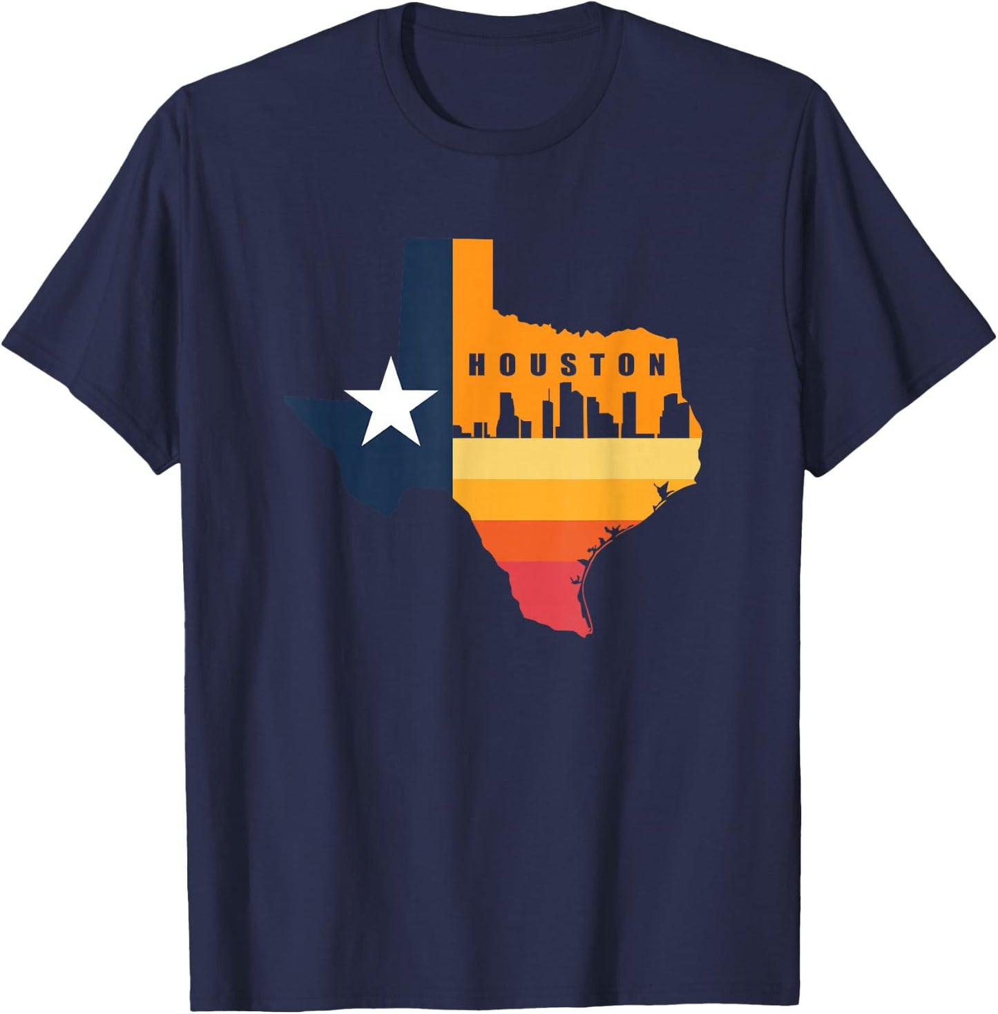 Houston City Texas Map for Patriotic Texan T-Shirt - T-Shirt | Navy