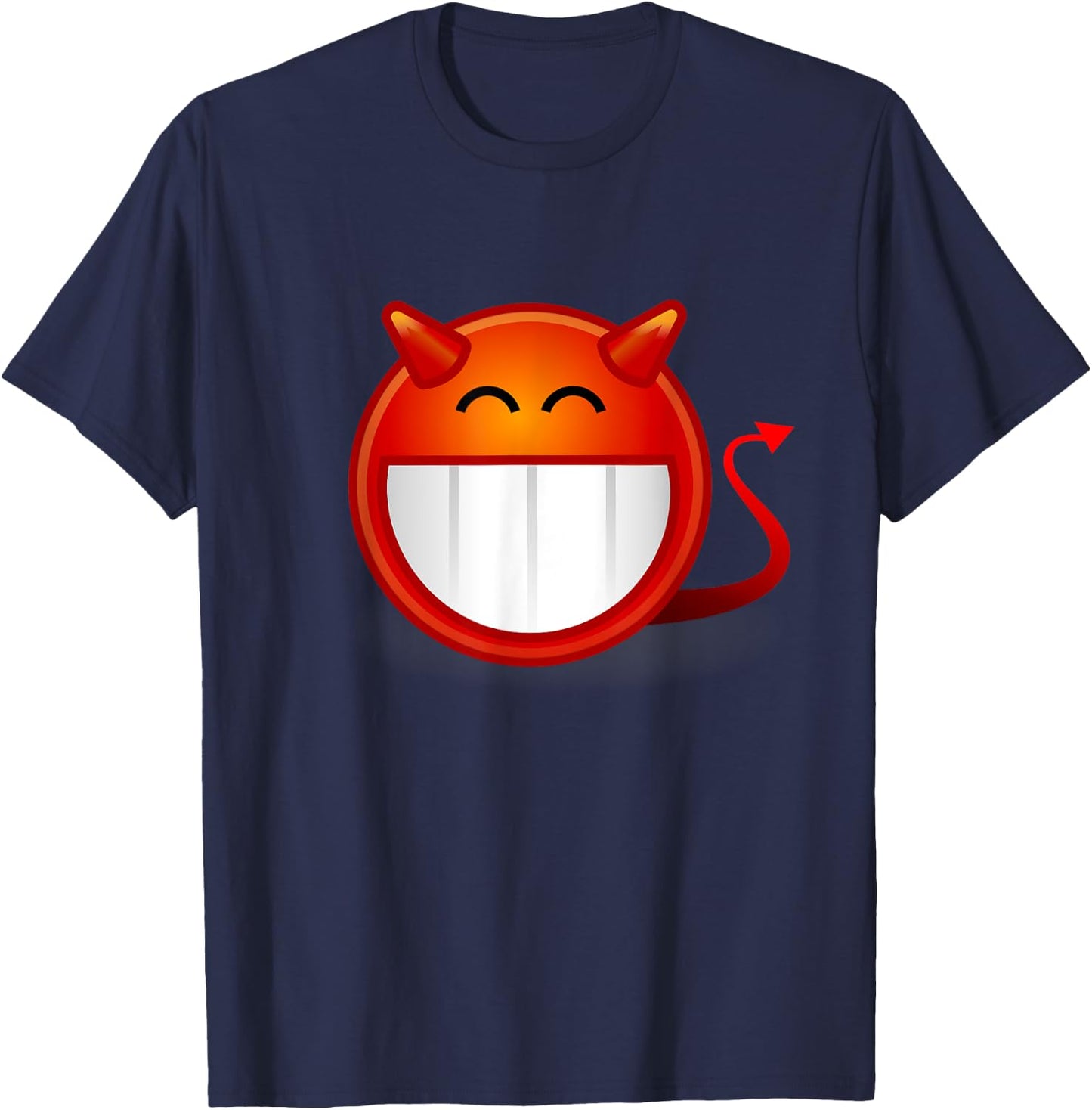 Evil Devil With Horns Emoticon - Satan - Lucifer 666 T-Shirt - T-Shirt | Navy