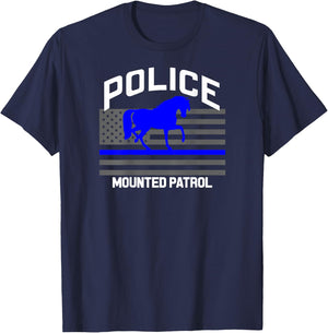 Police Officer Mounted Patrol Cops Law Enforcement T-Shirt - T-Shirt | Navy