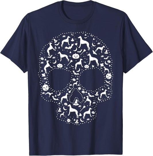 Pooch Sugar Skull cute Whippet Dog T-Shirt - T-Shirt | Navy