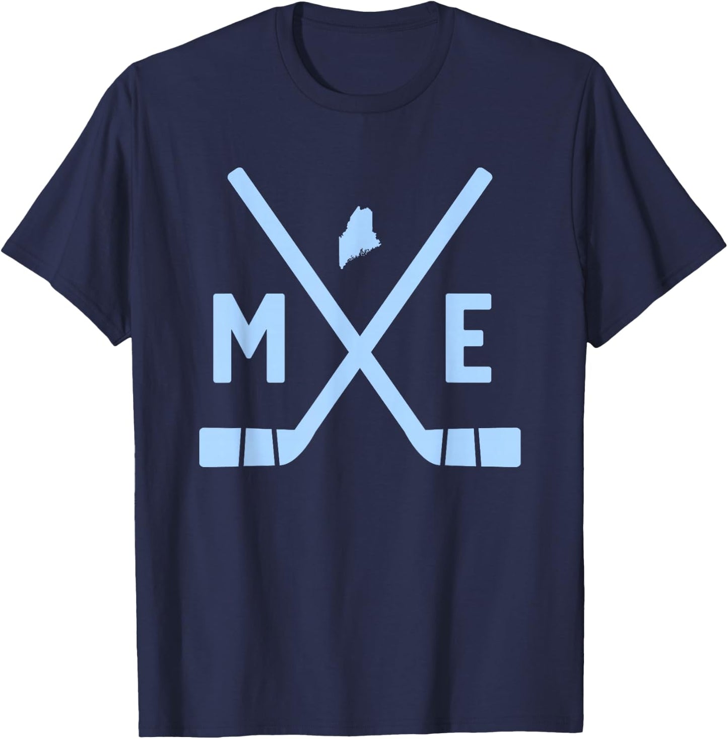 Vintage Maine Ice Hockey Sticks State Outline T-Shirt - T-Shirt | Navy