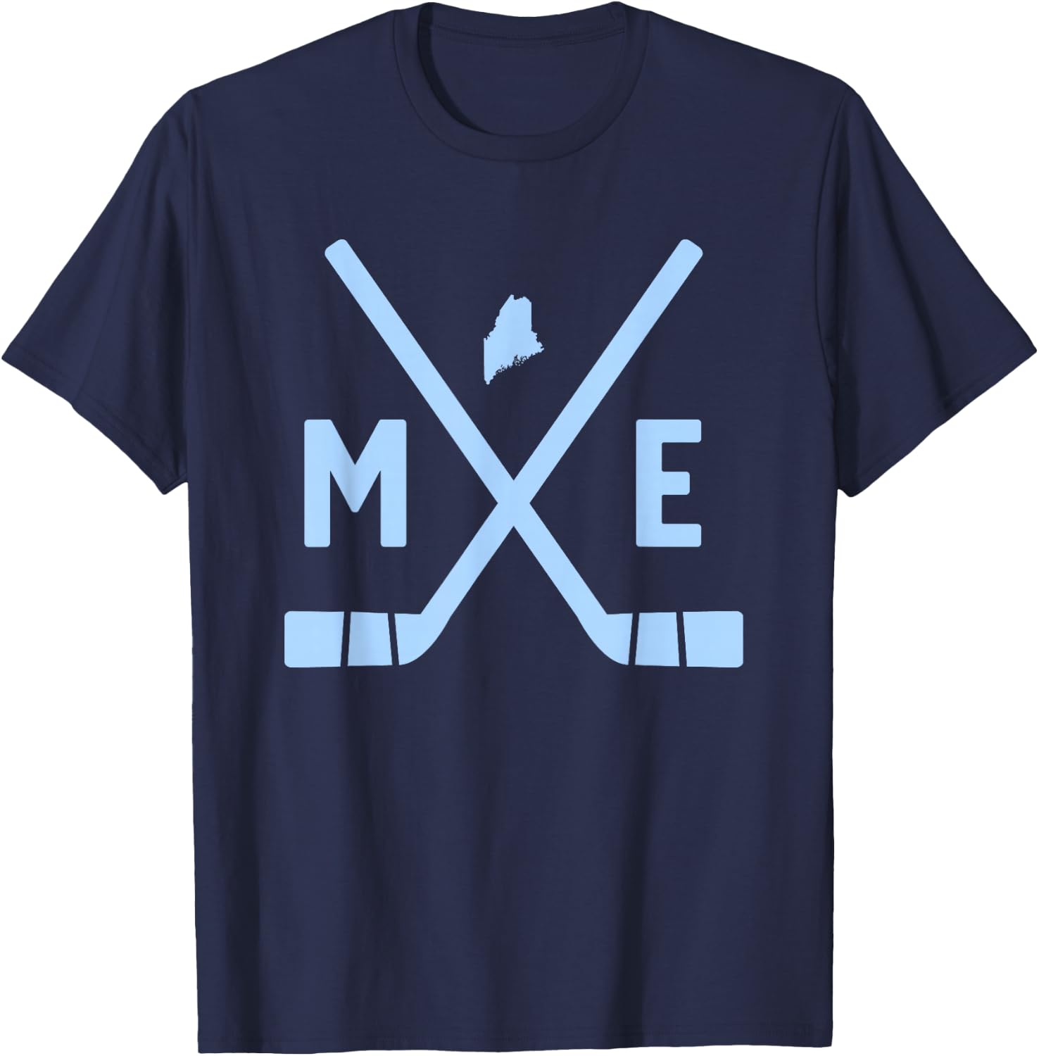 Vintage Maine Ice Hockey Sticks State Outline T-Shirt - T-Shirt | Navy
