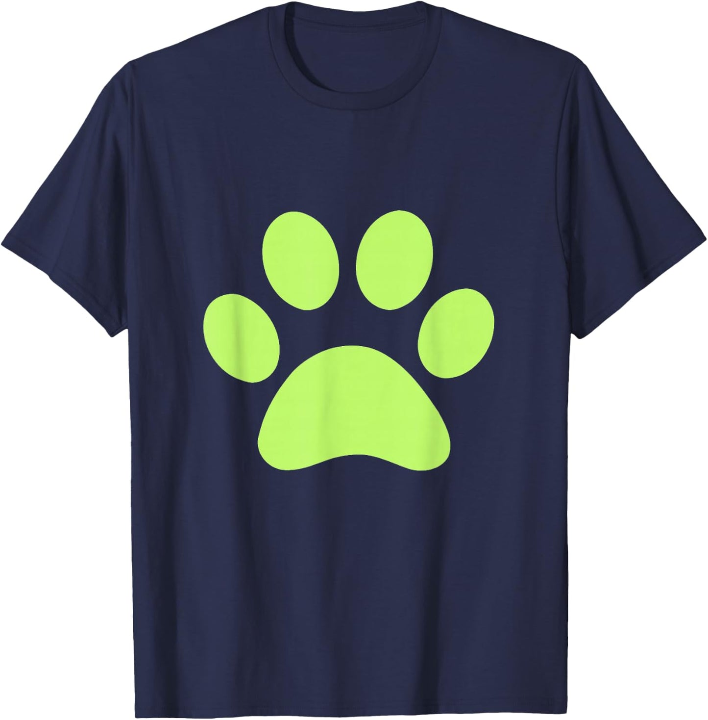 Lime Green Paw Print Dog Lover T-Shirt - T-Shirt | Navy