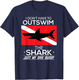 Out Swim My Dive Buddy Funny Shark Scuba Diving Diver T-Shirt - T-Shirt | Navy