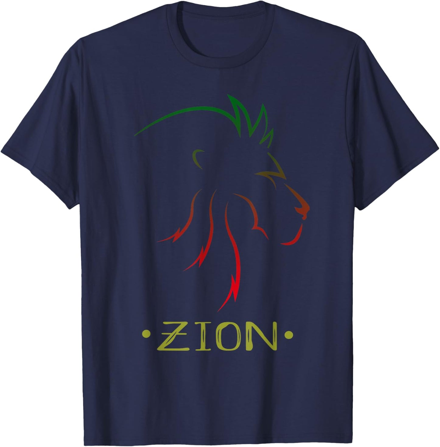 Zion King Lion Shirt Zion Africa Shirt Rastafarian Color T-Shirt - T-Shirt | Navy