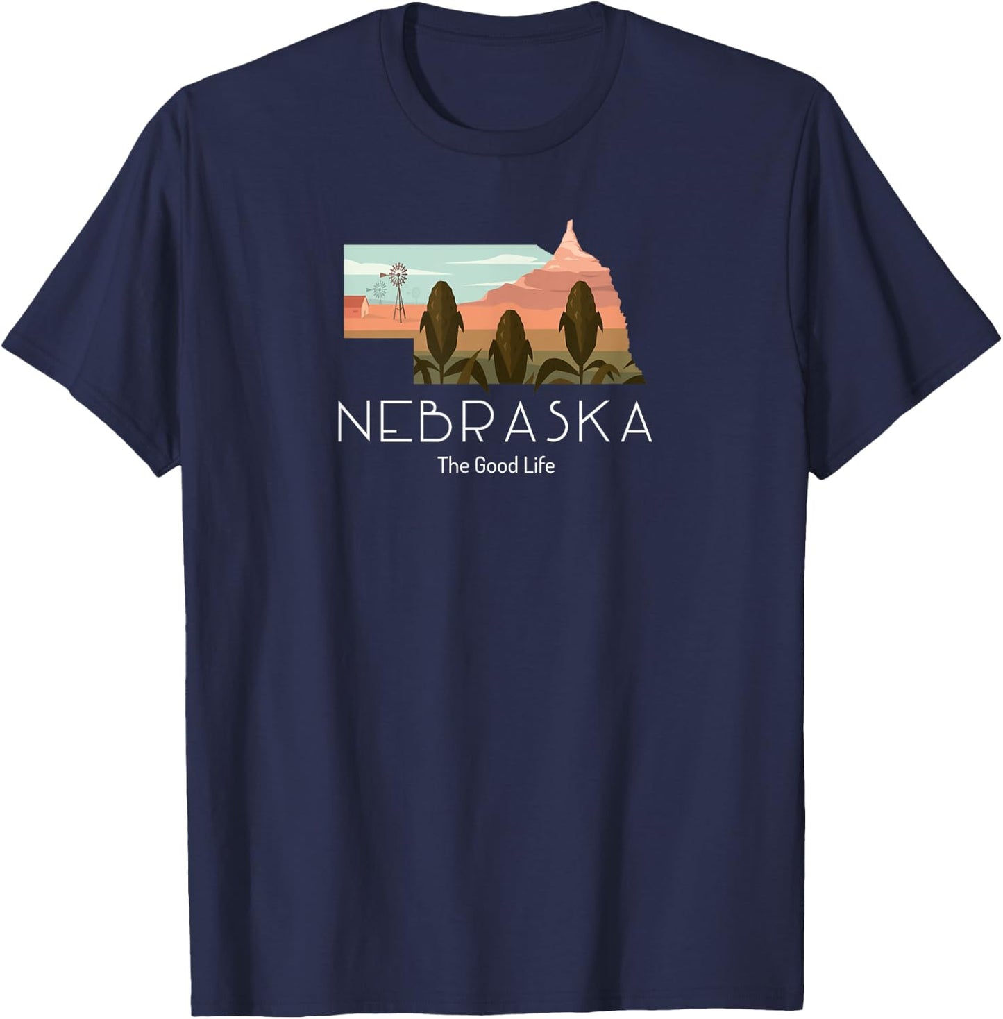 Nebraska Proud State Motto The Good Life T-Shirt - T-Shirt | Navy