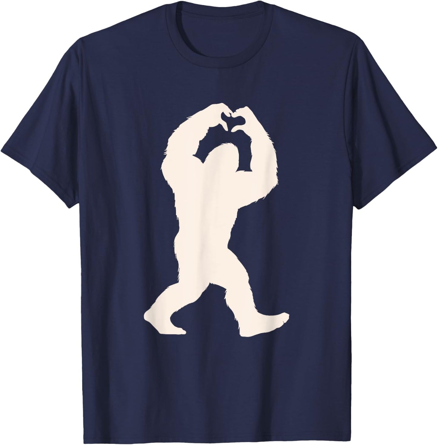 Funny Bigfoot Heart Women Men Kids Bigfoot Love with Heart T-Shirt - T-Shirt | Navy