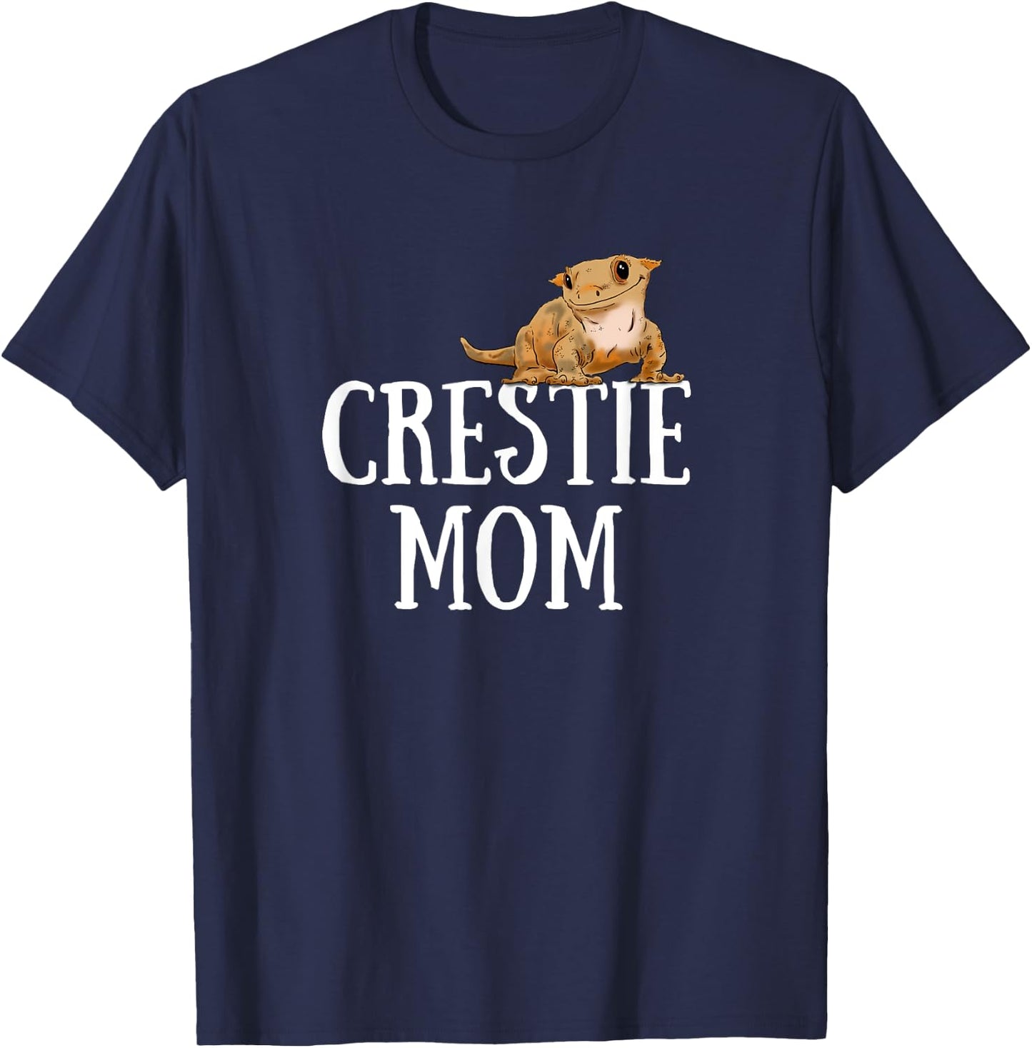 Crested Gecko Mom, Gecko Lover, Cute Crestie, Reptile Mom T-Shirt - T-Shirt | Navy