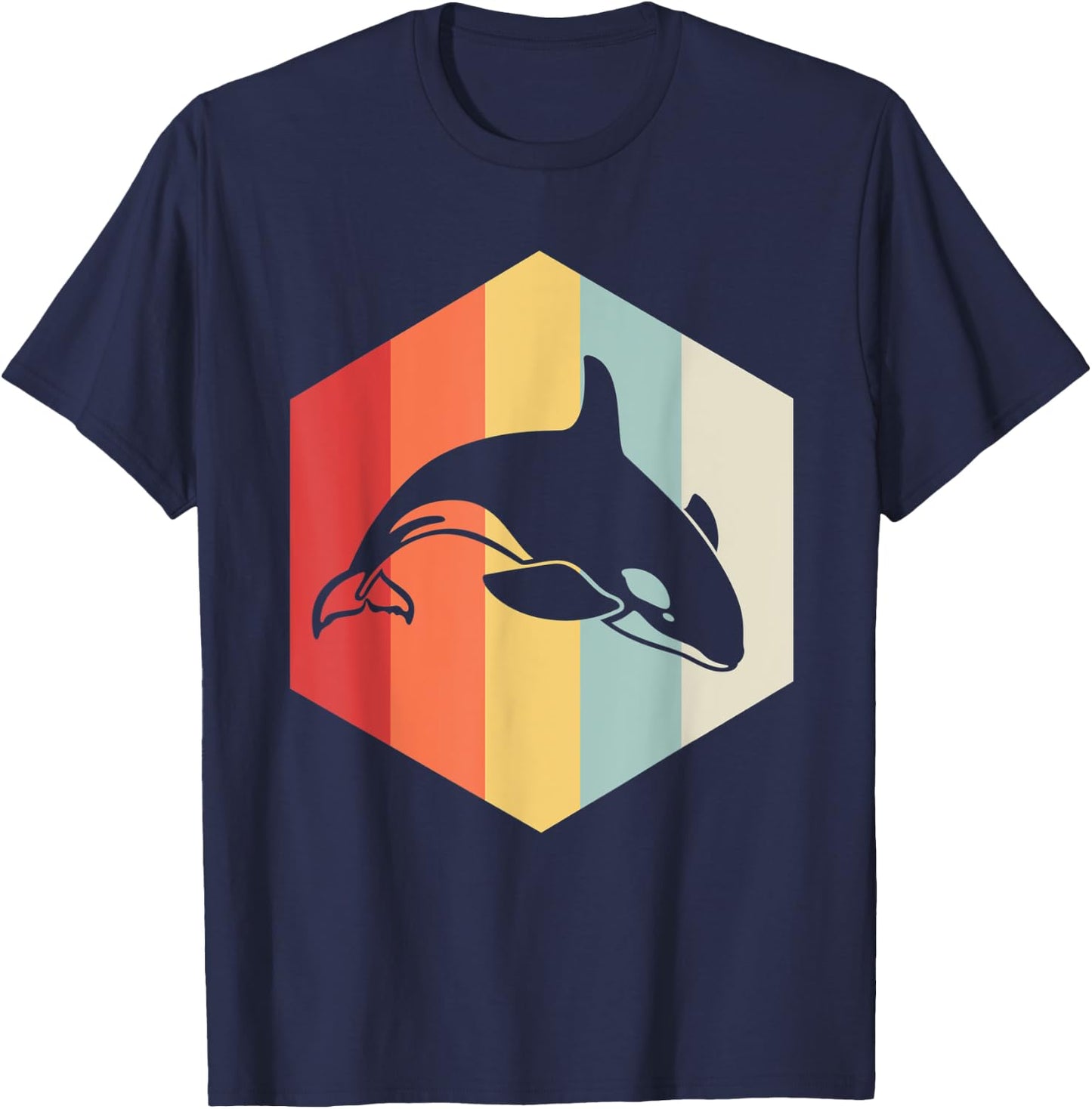 Retro Orca Animal Vintage Killer Whale T-Shirt - T-Shirt | Navy