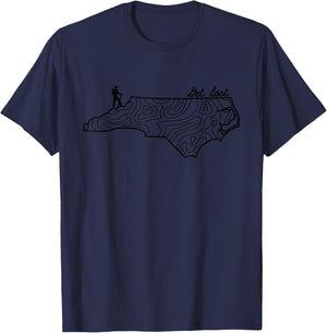Hike North Carolina Hiking Topo Map Hiker Minimalist T-Shirt - T-Shirt | Navy