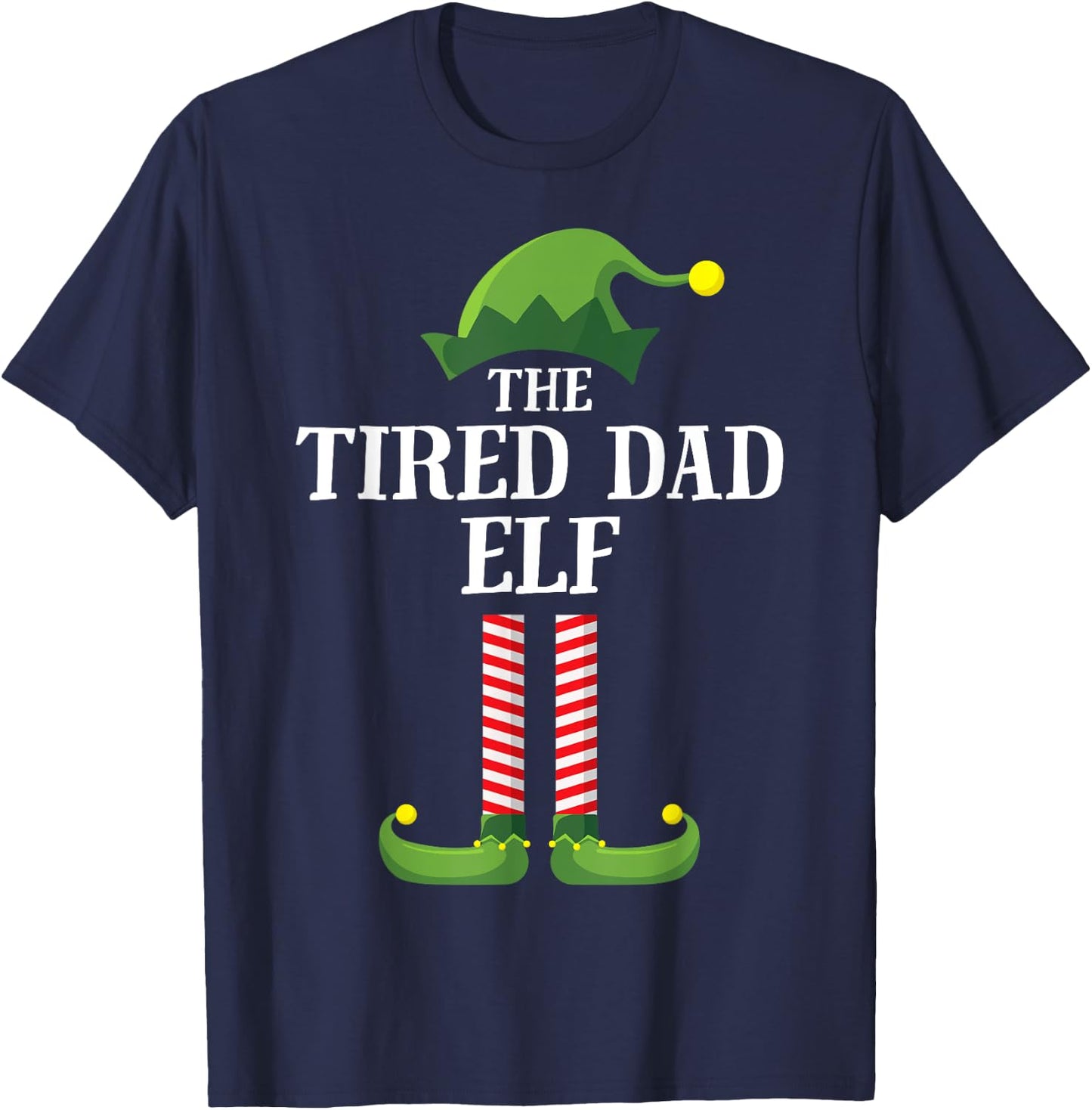 Tired Dad Elf Matching Family Group Christmas Party Pyjamas T-Shirt - T-Shirt | Navy
