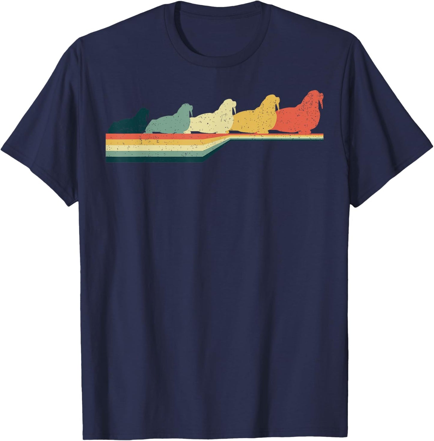 WALRUS Vintage Retro Style Cute Gifts T-Shirt - T-Shirt | Navy
