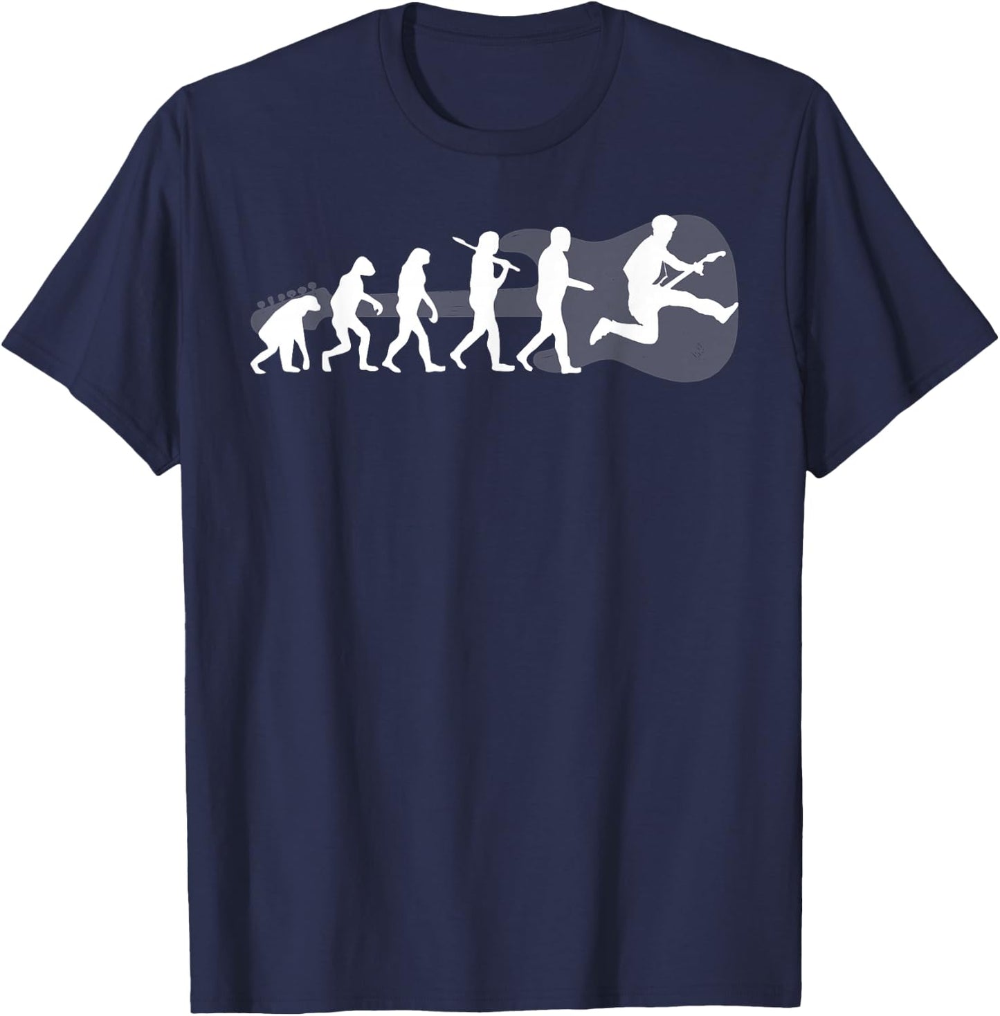Guitar Music Evolution Funny Musician Fun T-Shirt - T-Shirt | Navy