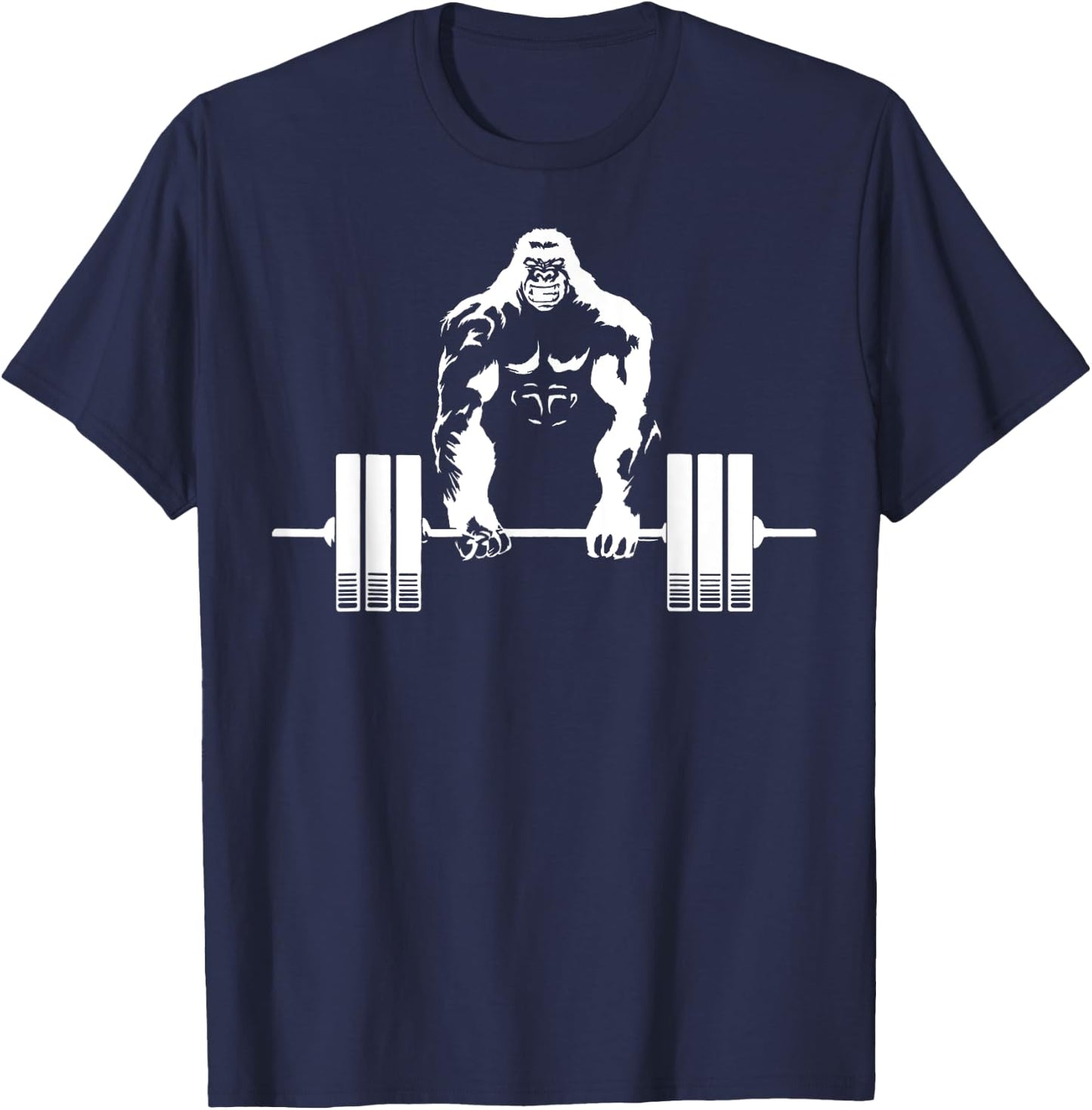 Weightlifting Gorilla Gym - Fitness Gorilla Lifting - Black, , Small, Short Sleeve, Classic Fit, Cotton, Polyester Blend T-Shirt - T-Shirt | Navy