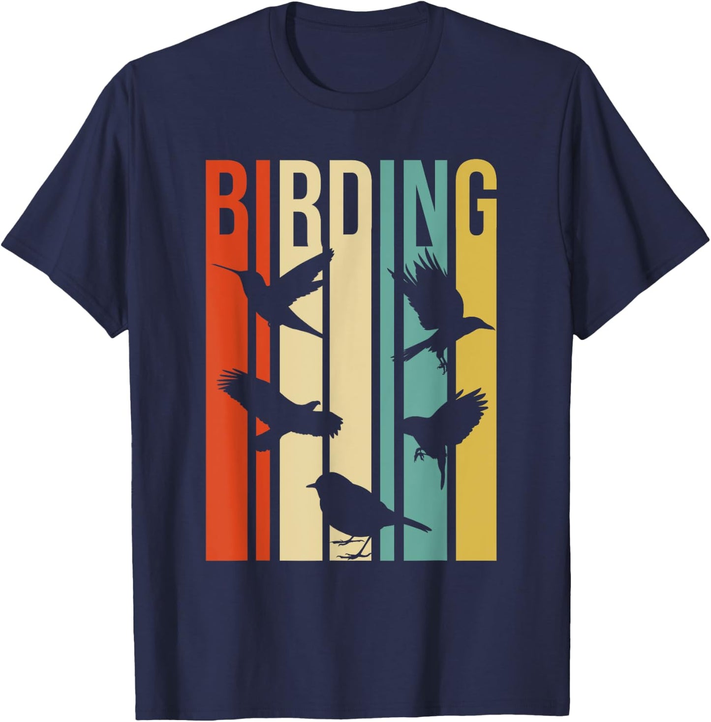 Vintage Style Birding For Birders With Birds T-Shirt - T-Shirt | Navy