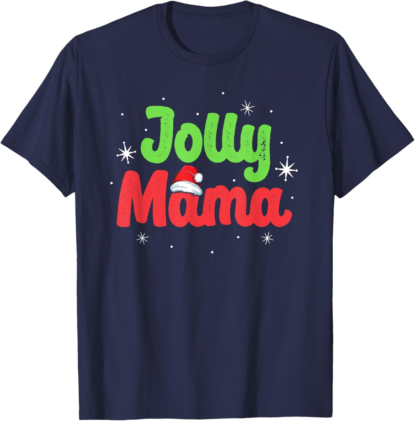 Vintage Jolly Mama Mom Mother Matching Family Christmas T-Shirt - T-Shirt | Navy