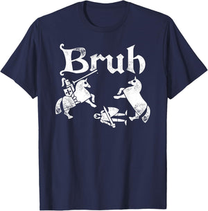 Funny Renfaire Bruh Knight Silhouette Jousting T-Shirt - T-Shirt | Navy