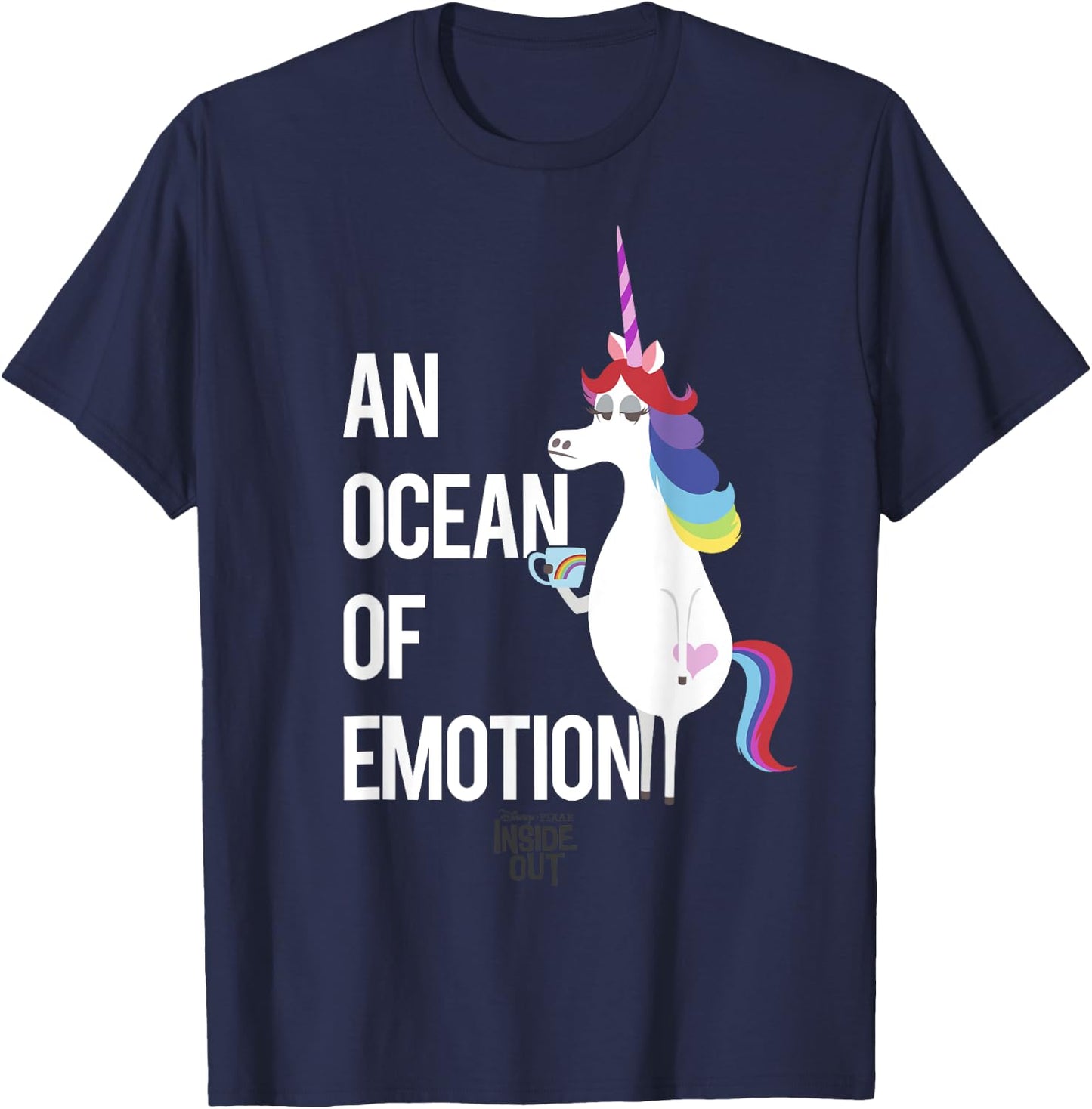 Disney Pixar Inside Out Unicorn An Ocean Of Emotion Logo T-Shirt - T-Shirt | Navy