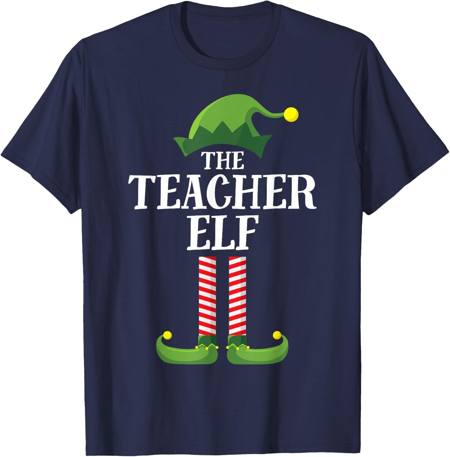 Teacher Elf Matching Family Group Christmas Party Pyjamas Women Kids T-Shirt - T-Shirt | Navy