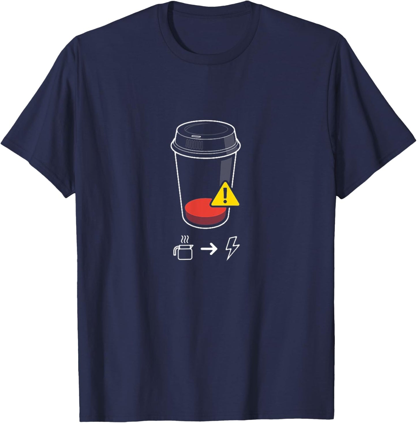 Delta12Designs Low Battery Warning, Need Coffee T-Shirt - T-Shirt | Navy