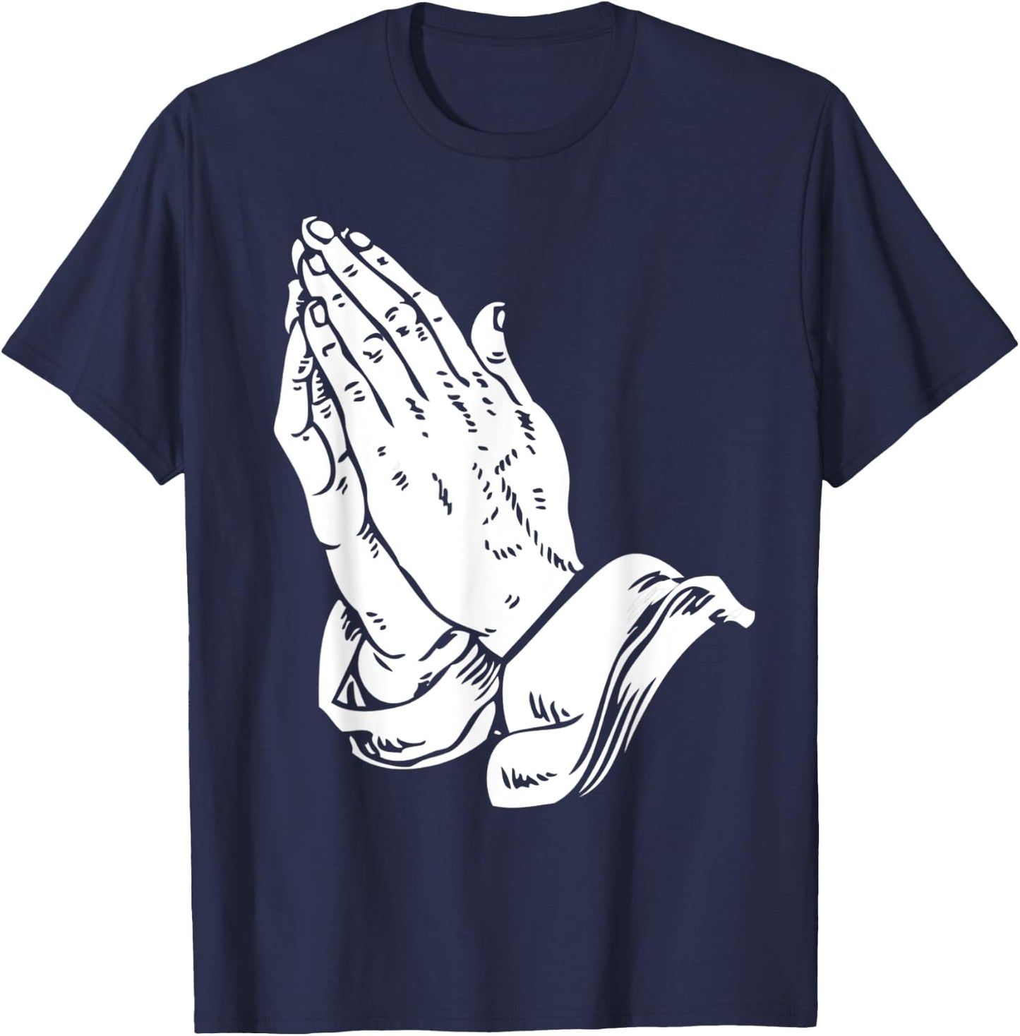 Praying Hands T Shirt - Cool Christian religious Jesus T-Shirt - T-Shirt | Navy