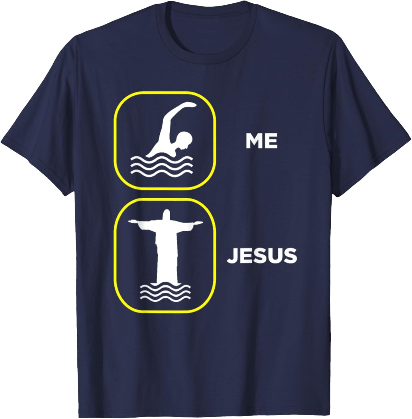 Funny Me Swimming Jesus Christian Faith - Religious Christ T-Shirt - T-Shirt | Navy