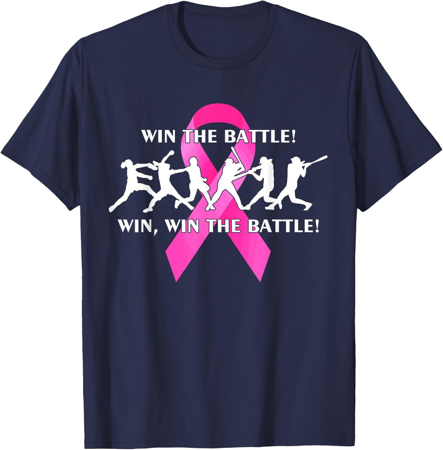 Win the Battle FastPitch Softball Breast Cancer T-Shirt - T-Shirt | Navy