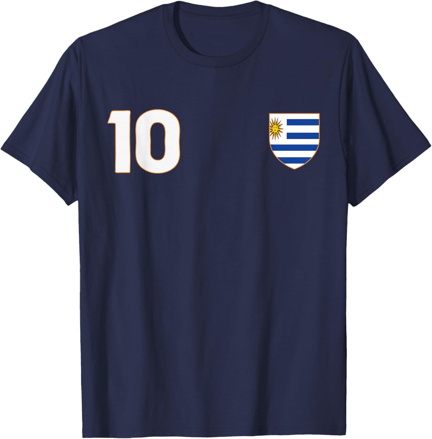 Uruguay Flag Number 10 Shield Emblem National Pride T-Shirt - T-Shirt | Navy
