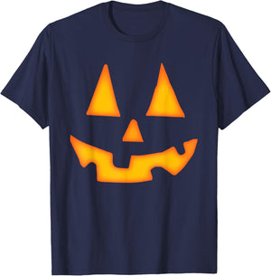 Pumpkin Halloween Women Jack O Lantern Face T-Shirt - T-Shirt | Navy