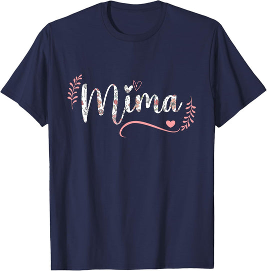 Mima Floral Grandma Christmas Mother's Day Grandparents T-Shirt - T-Shirt | Navy