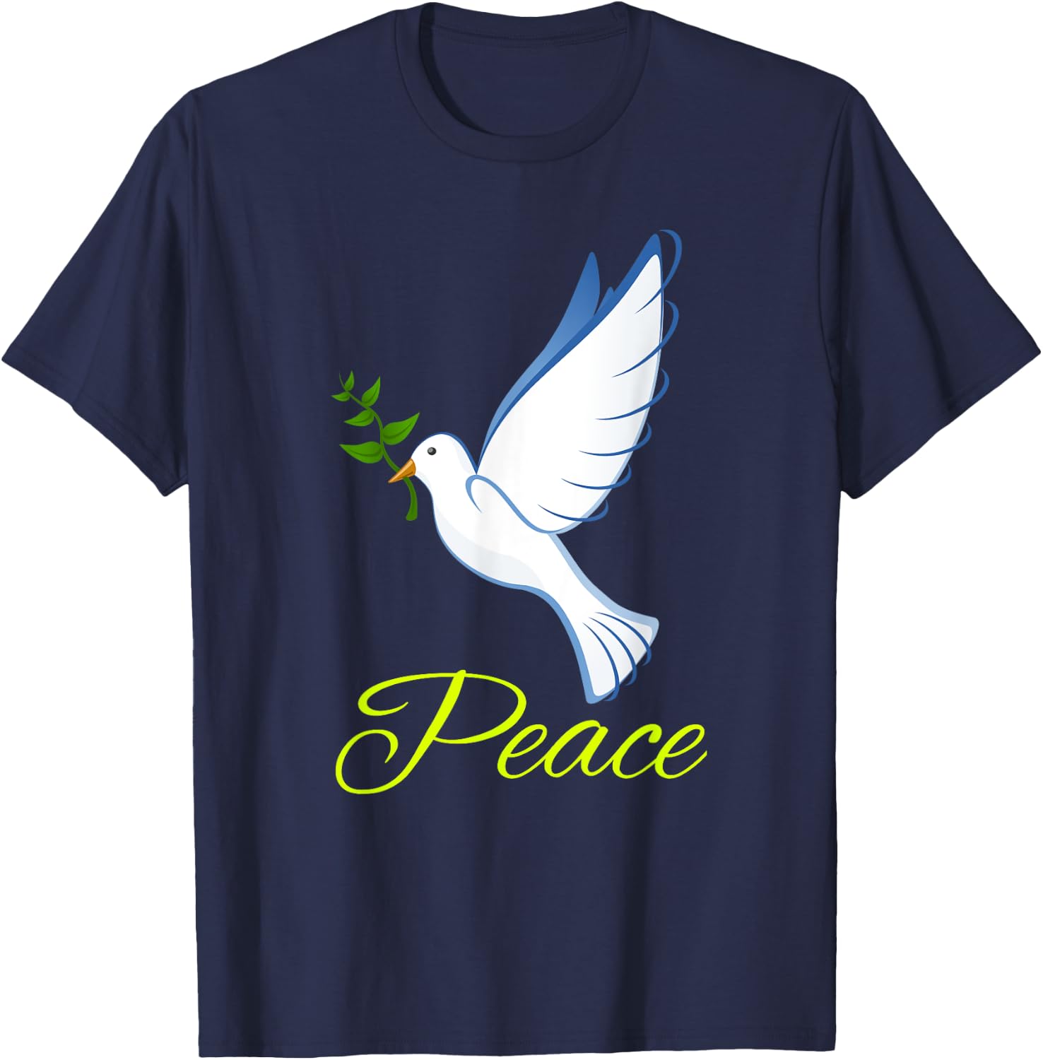 Dove with olive branch symbol of peace . T-Shirt - T-Shirt | Navy