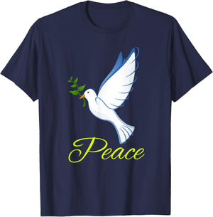 Dove with olive branch symbol of peace . T-Shirt - T-Shirt | Navy