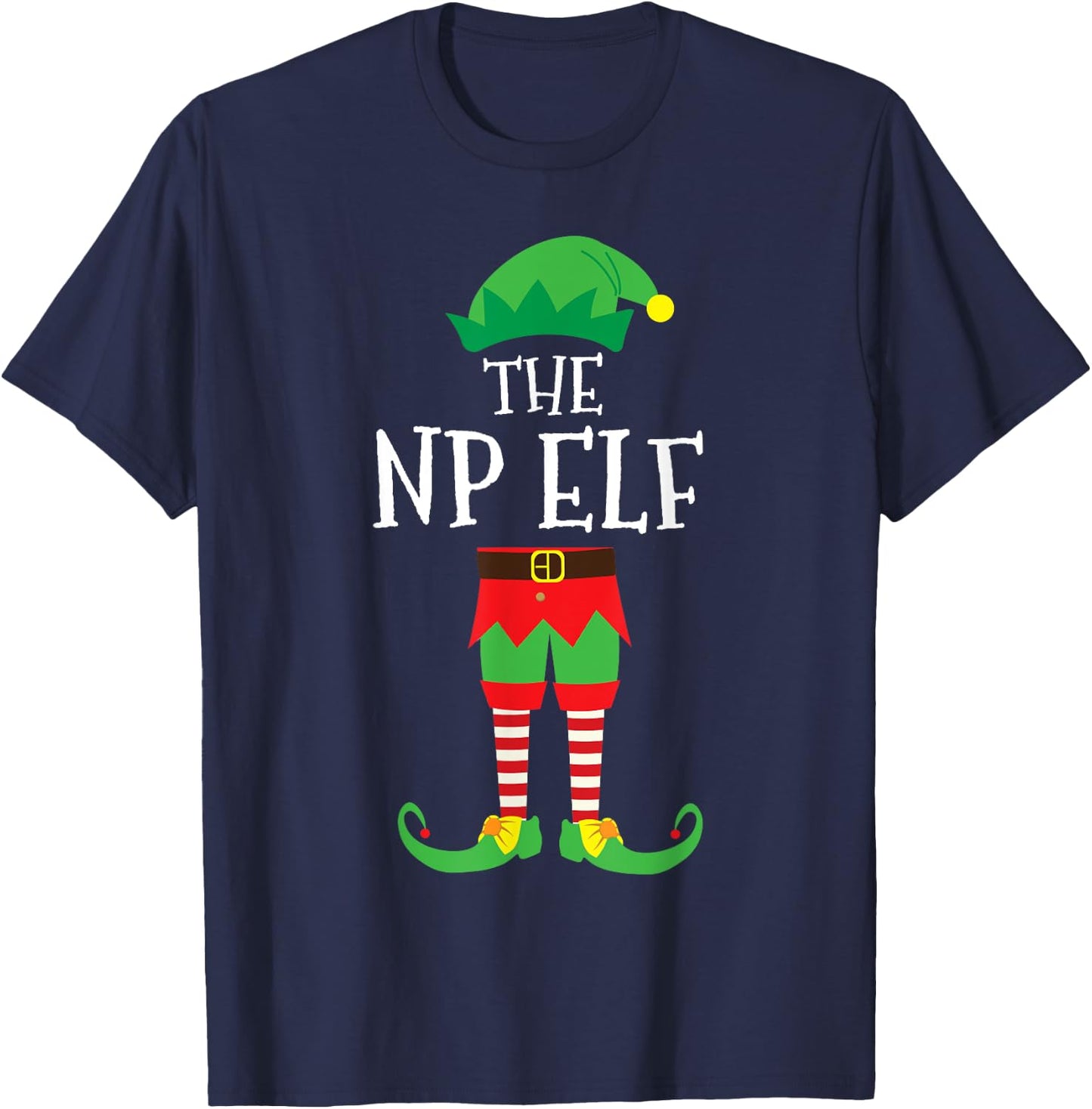 NP Nurse Practitioner Elf Matching Christmas Party Pajama T-Shirt - T-Shirt | Navy