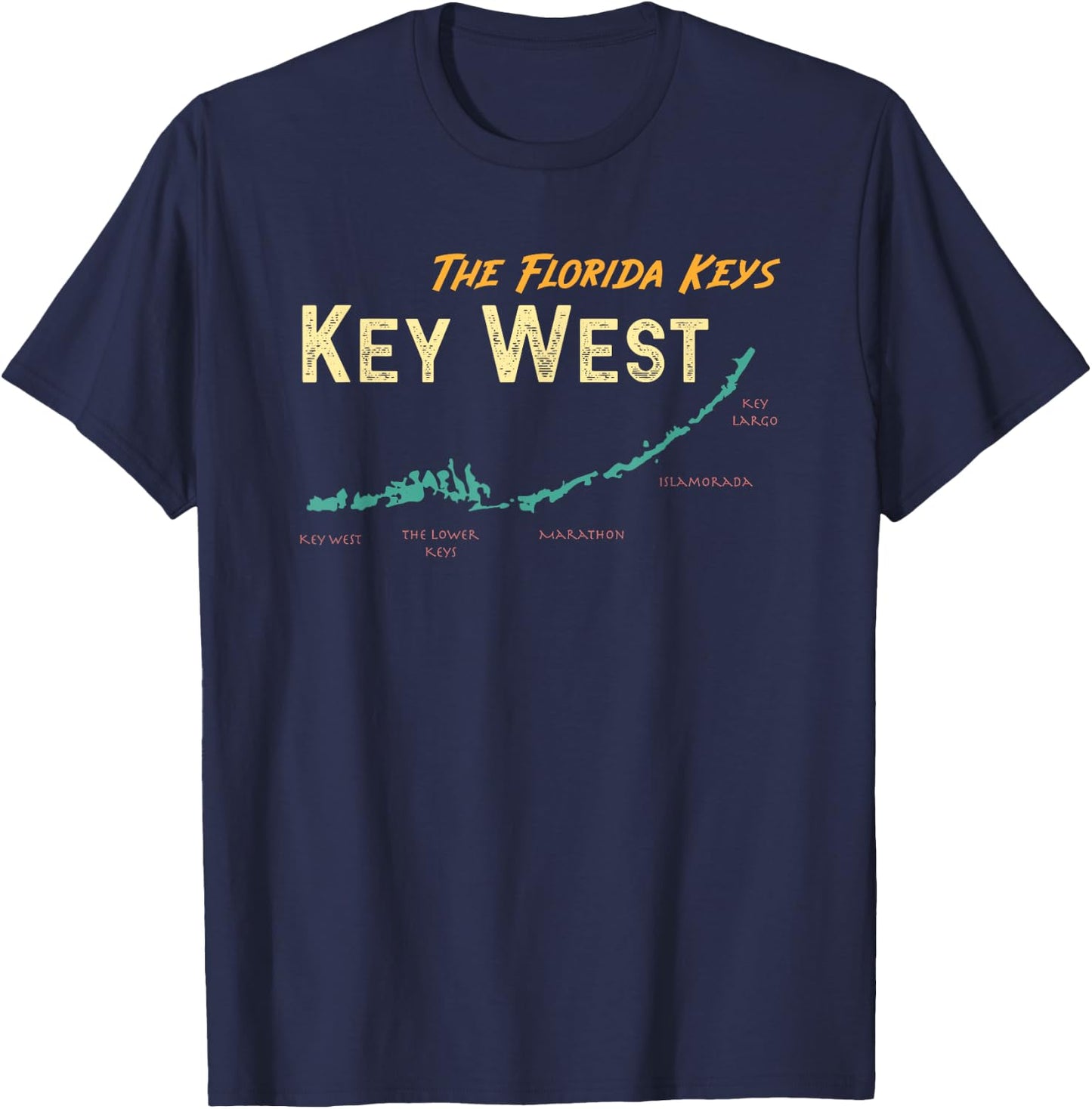 Florida Keys Map Key West T-Shirt - T-Shirt | Navy