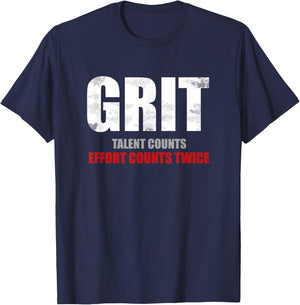 Inspirational Grit Effort Counts Twice Motivational T-Shirt - T-Shirt | Navy