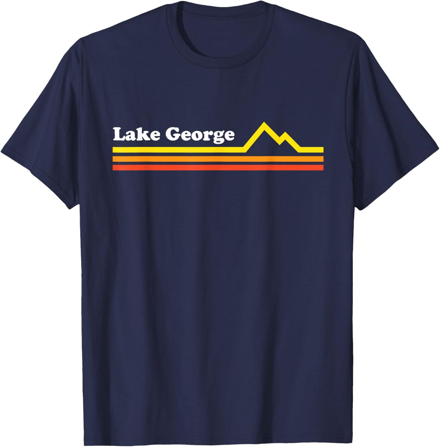 Lake George NY Adirondacks Retro Vintage Style Mountains T-Shirt - T-Shirt | Navy