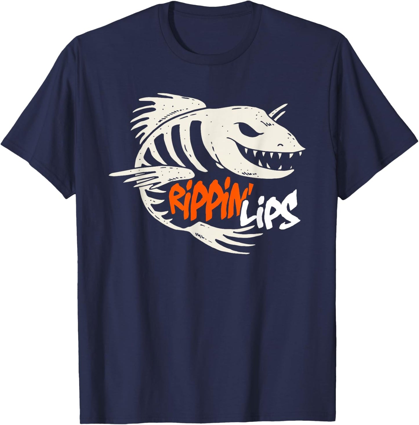Fishing Rippin' Lips Fish Bones T Shirt T-Shirt - T-Shirt | Navy