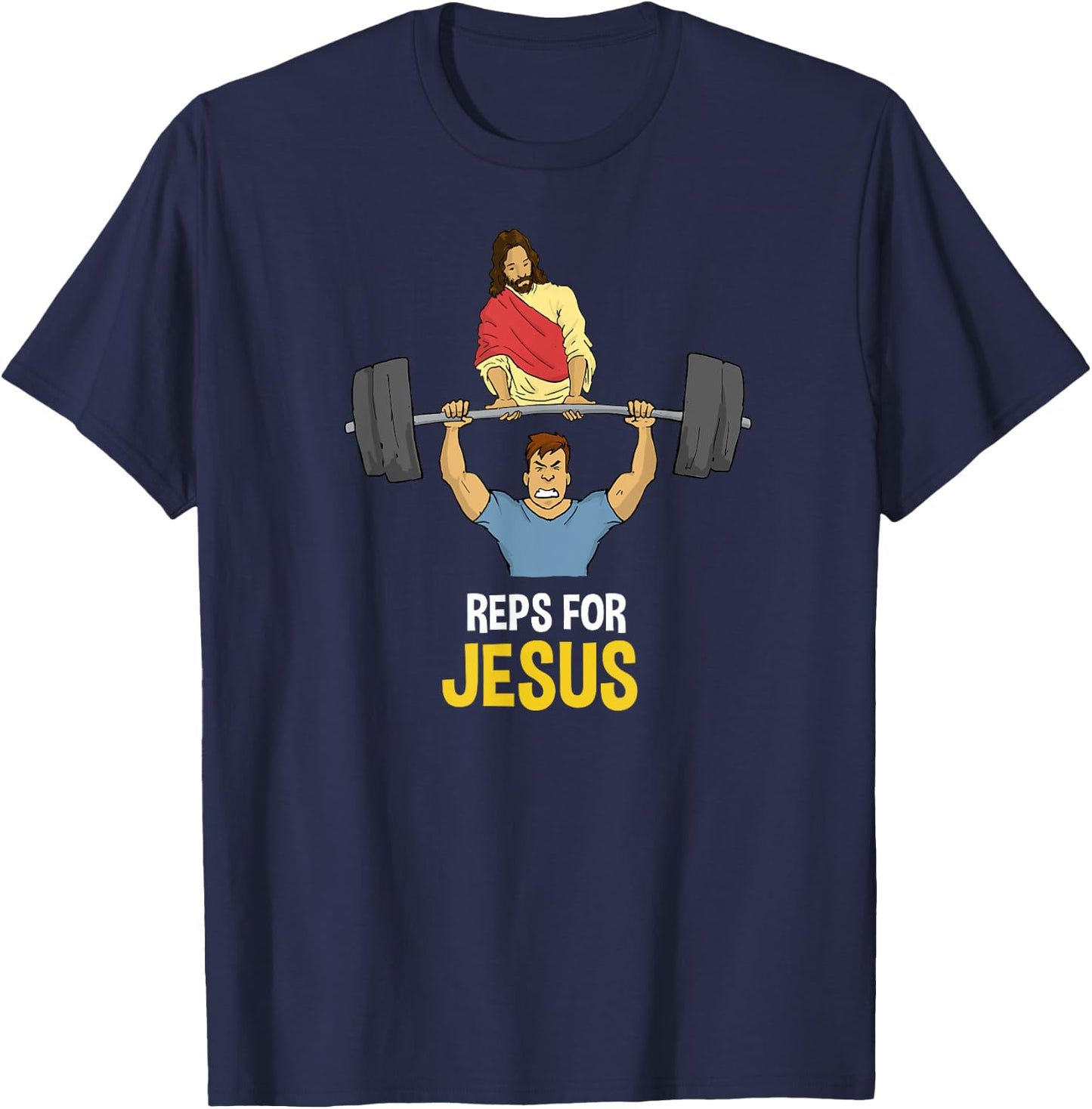 Clever Sloth: Reps For Jesus Weightlifting Gym Workout T-Shirt - T-Shirt | Navy