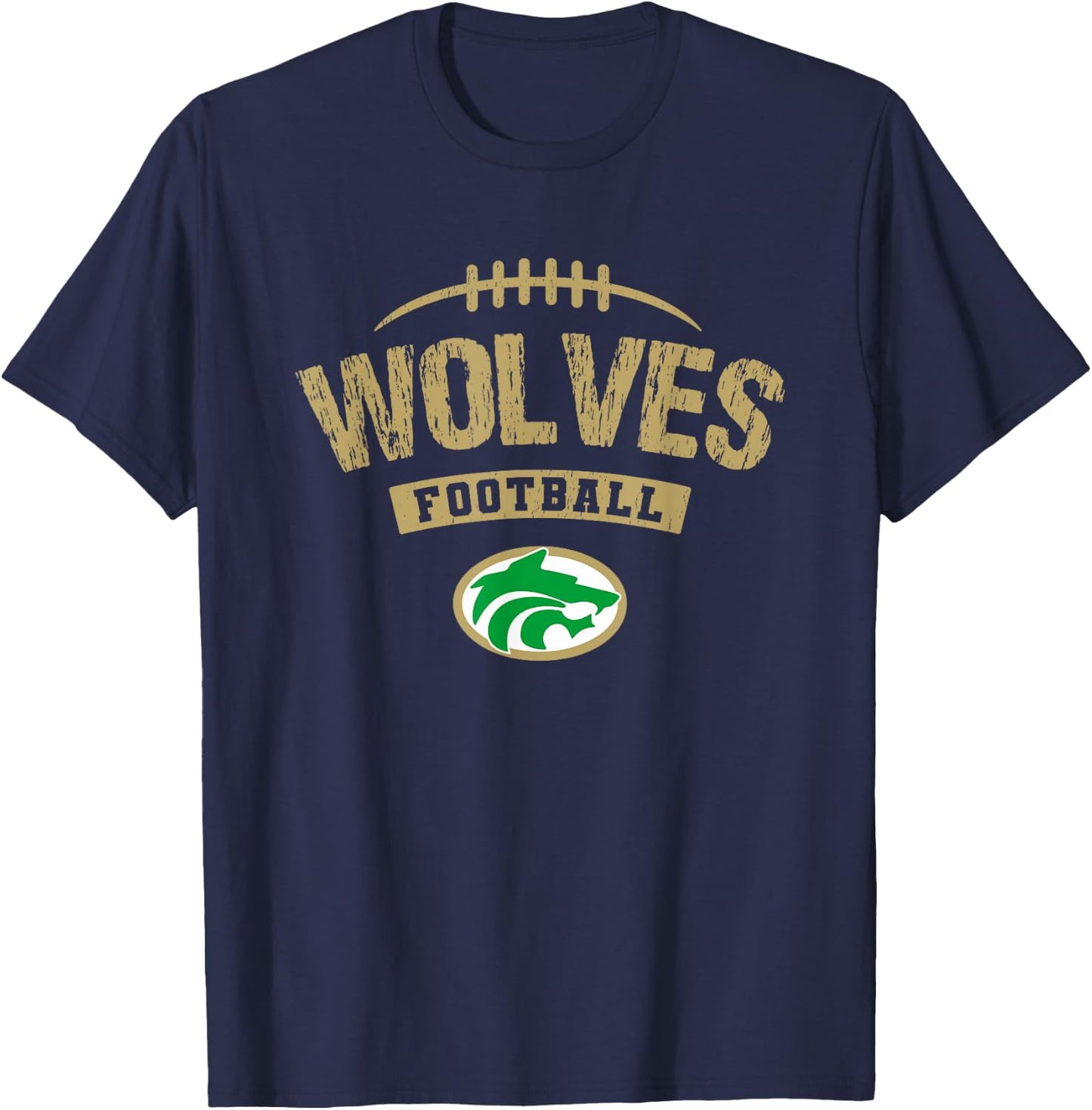 Buford Wolves Logo Football Distressed HS T-Shirt - T-Shirt | Navy