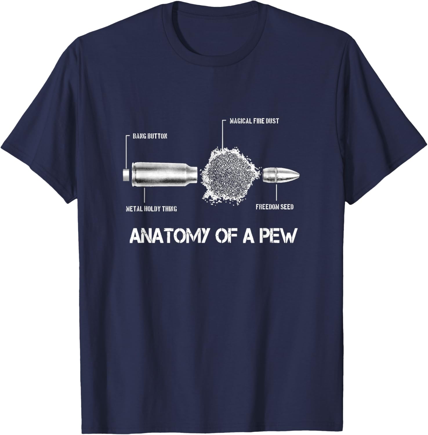 Bullet Ammunition Anatomy 5,56 mm Design For A Soldier T-Shirt - T-Shirt | Navy