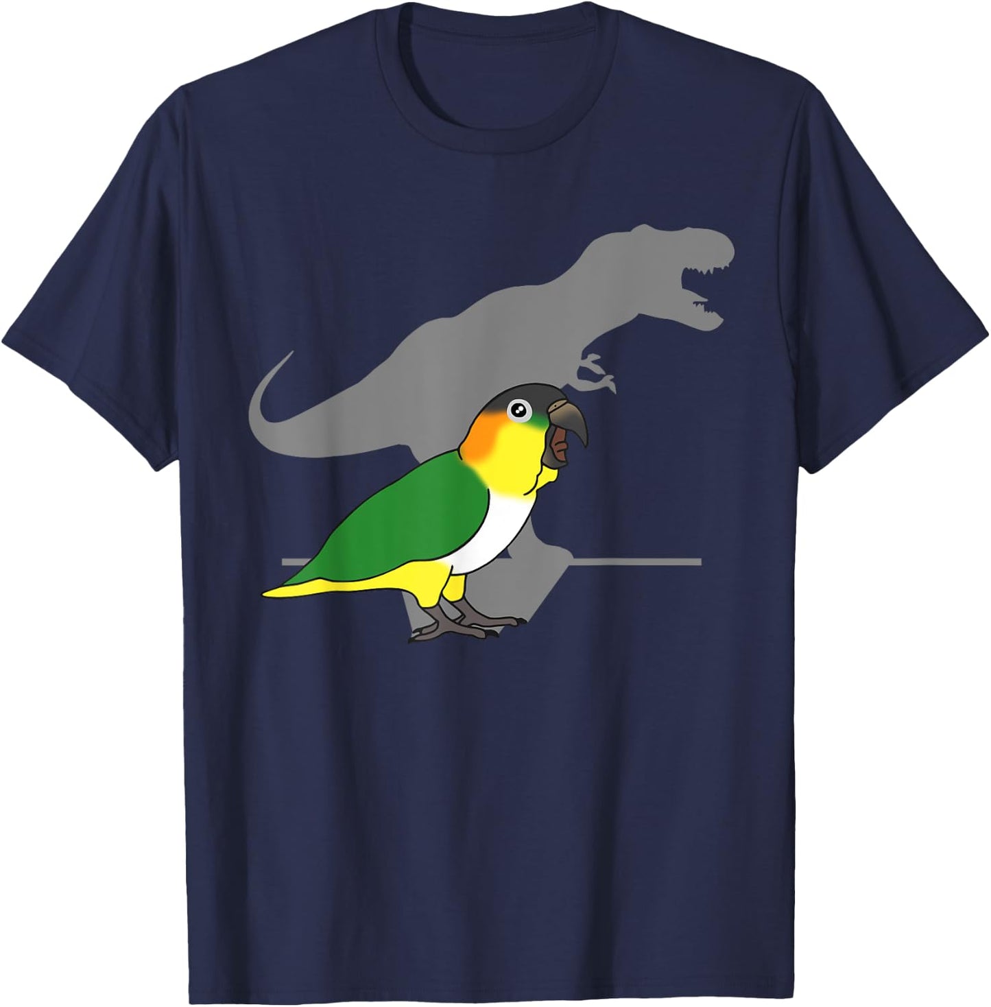 Funny Dinosaur Parrot, Birb memes, Black headed caique T-rex T-Shirt - T-Shirt | Navy