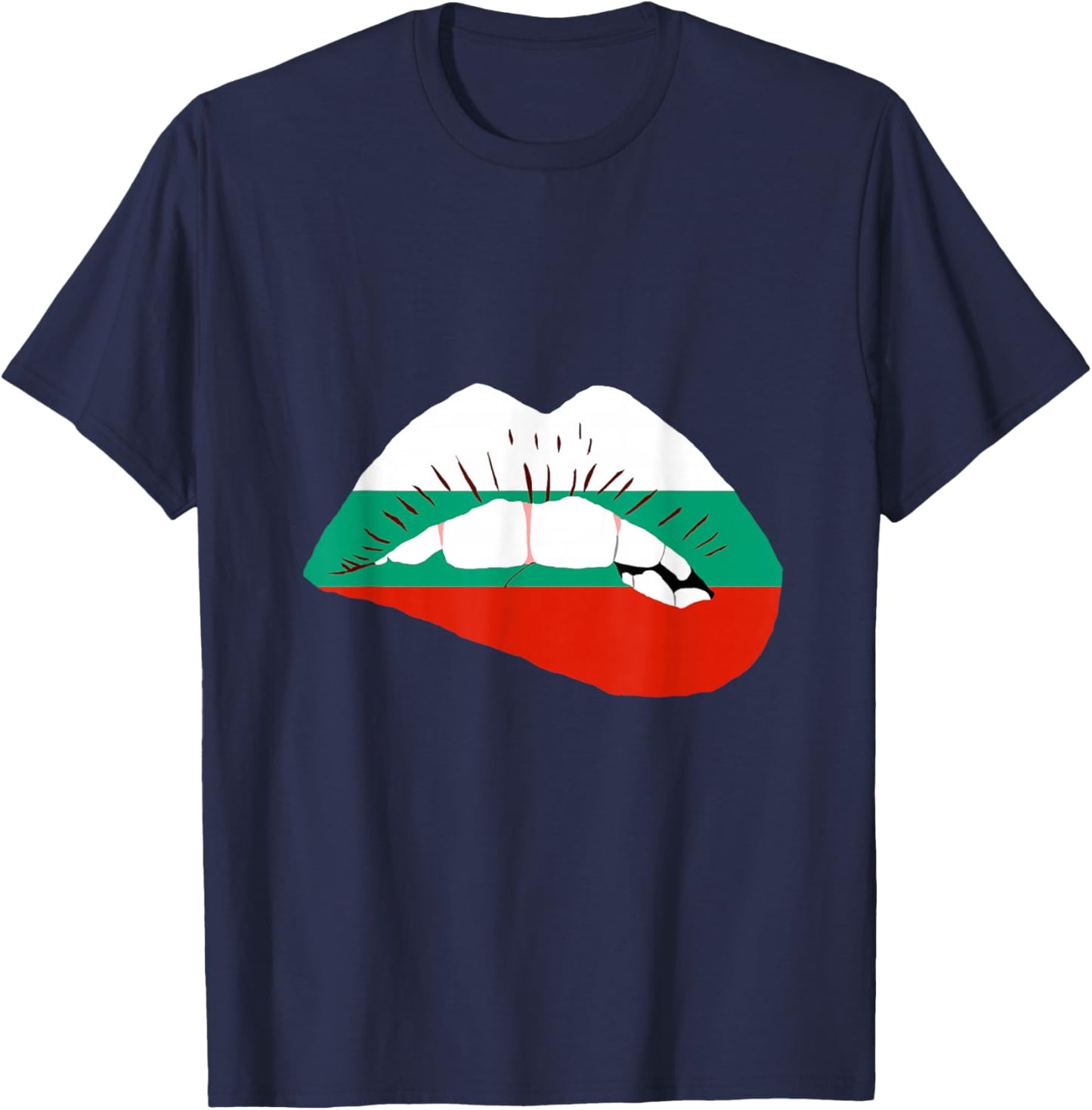 Bulgarian Flag Lip Bulgarian Roots Bulgarian Pride Bulgaria T-Shirt - T-Shirt | Navy