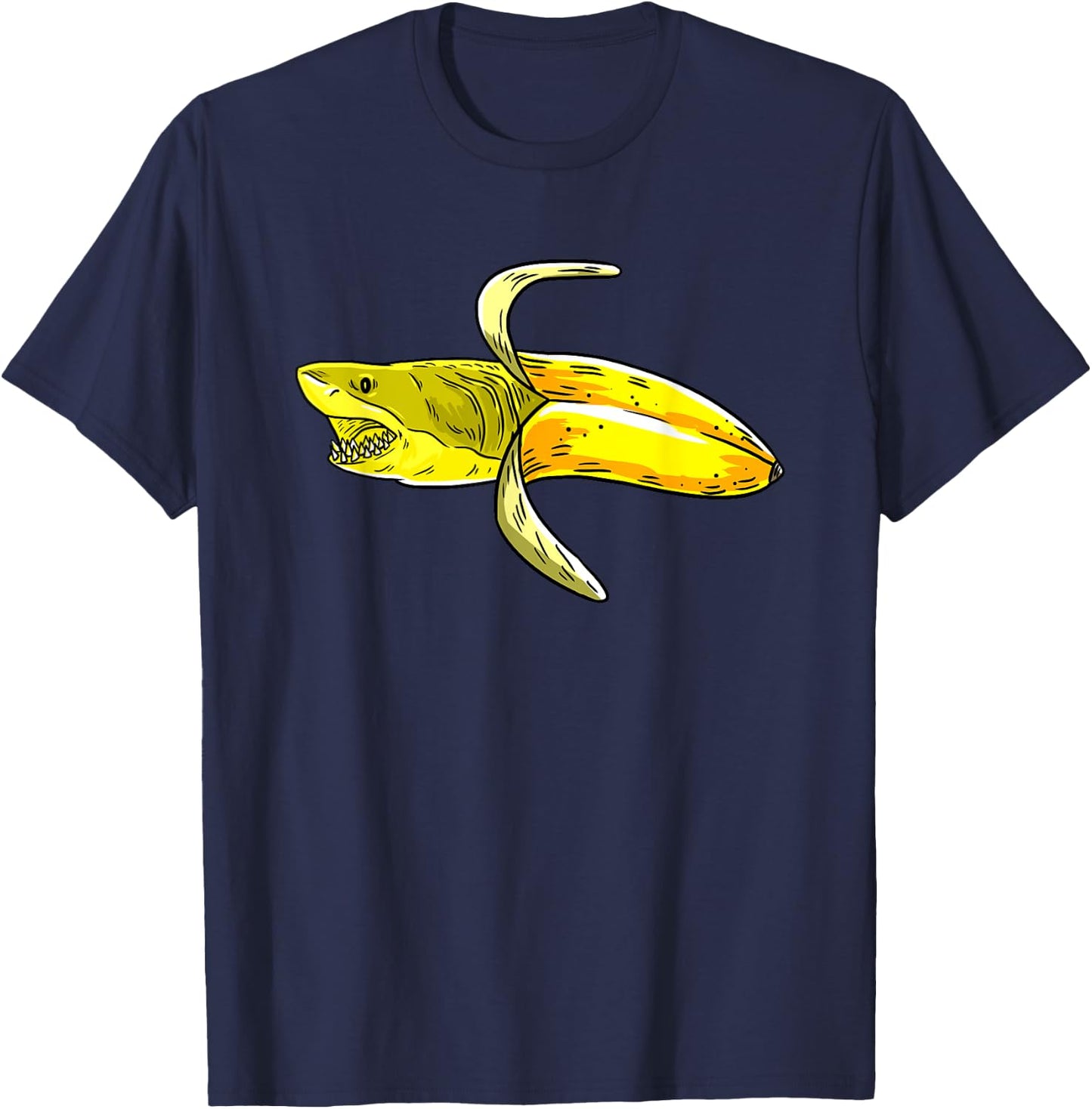 Banana Shark Art Graphic Funny Humor Fruit Pun Lover Gift T-Shirt - T-Shirt | Navy