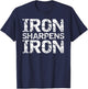 Christian Workout Discipleship Distressed Iron Sharpens Iron T-Shirt - T-Shirt | Navy