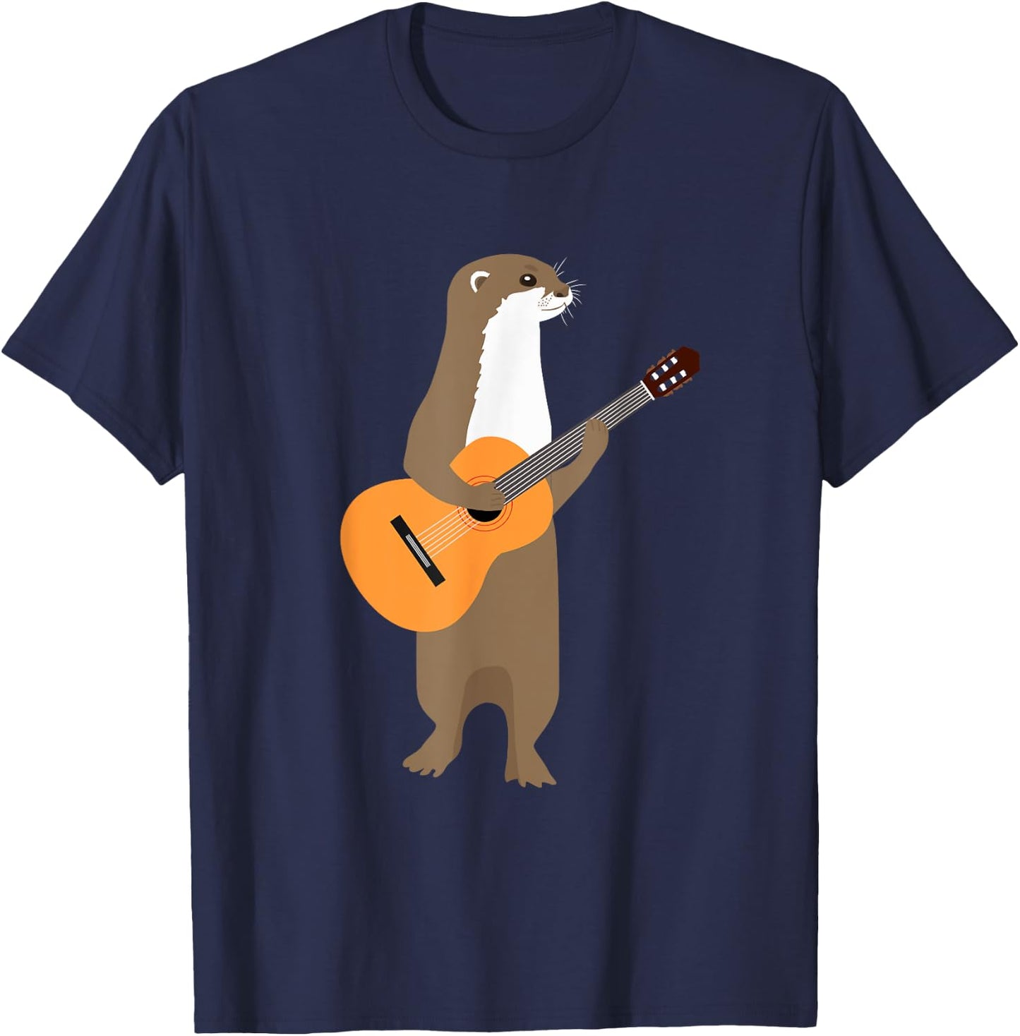 Guitar Otter Shirt Animal Kids Guitarist Gift Men Art Outfit T-Shirt - T-Shirt | Navy