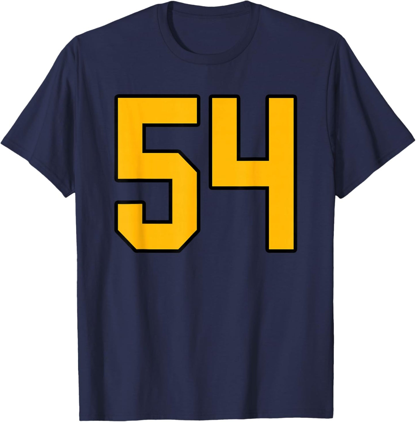 Gold and Black Sports Number 54 Jersey Uniform Player T-Shirt - T-Shirt | Navy