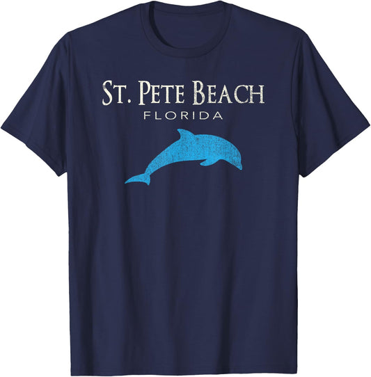 Vintage St. Pete Beach FL Dolphin T Shirt T-Shirt - T-Shirt | Navy