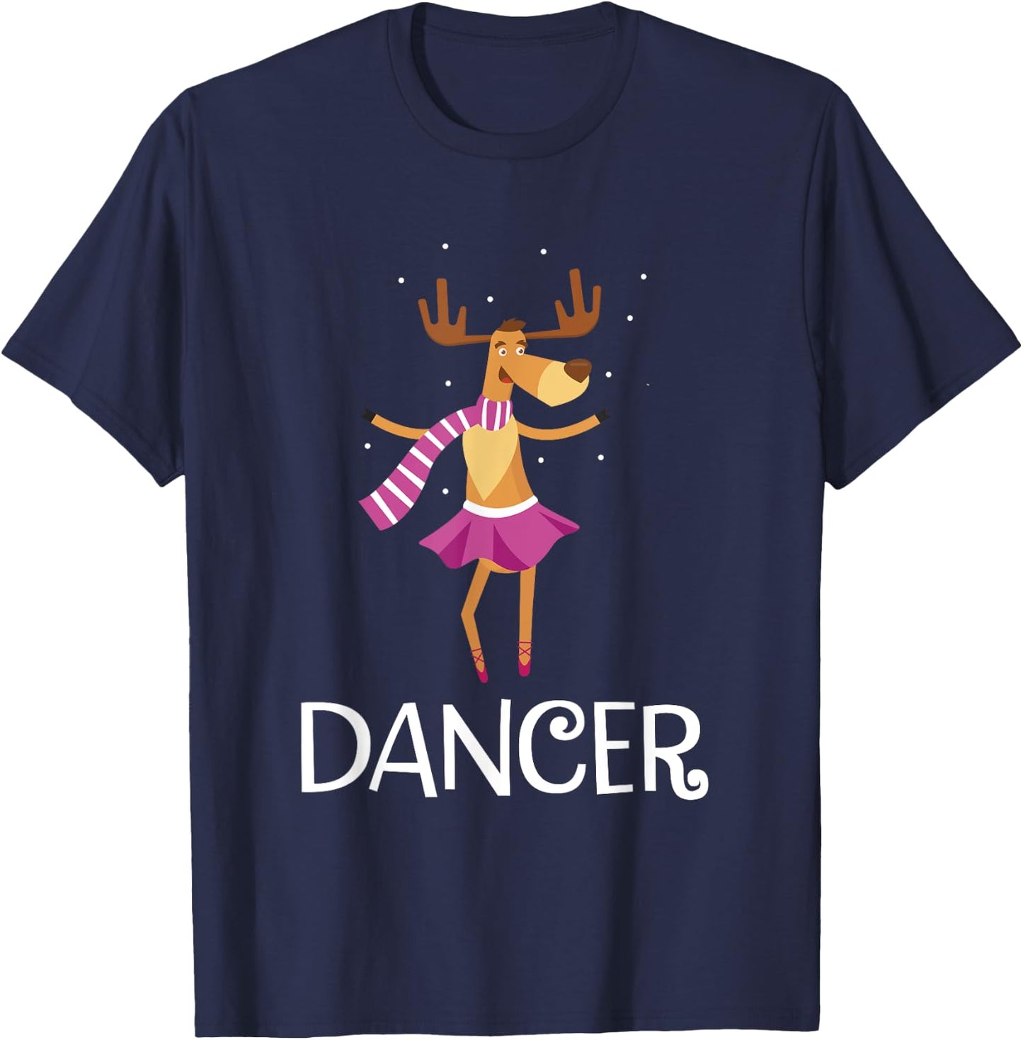 Dancer Prancer Christmas Dancing Reindeer T-Shirt - T-Shirt | Navy