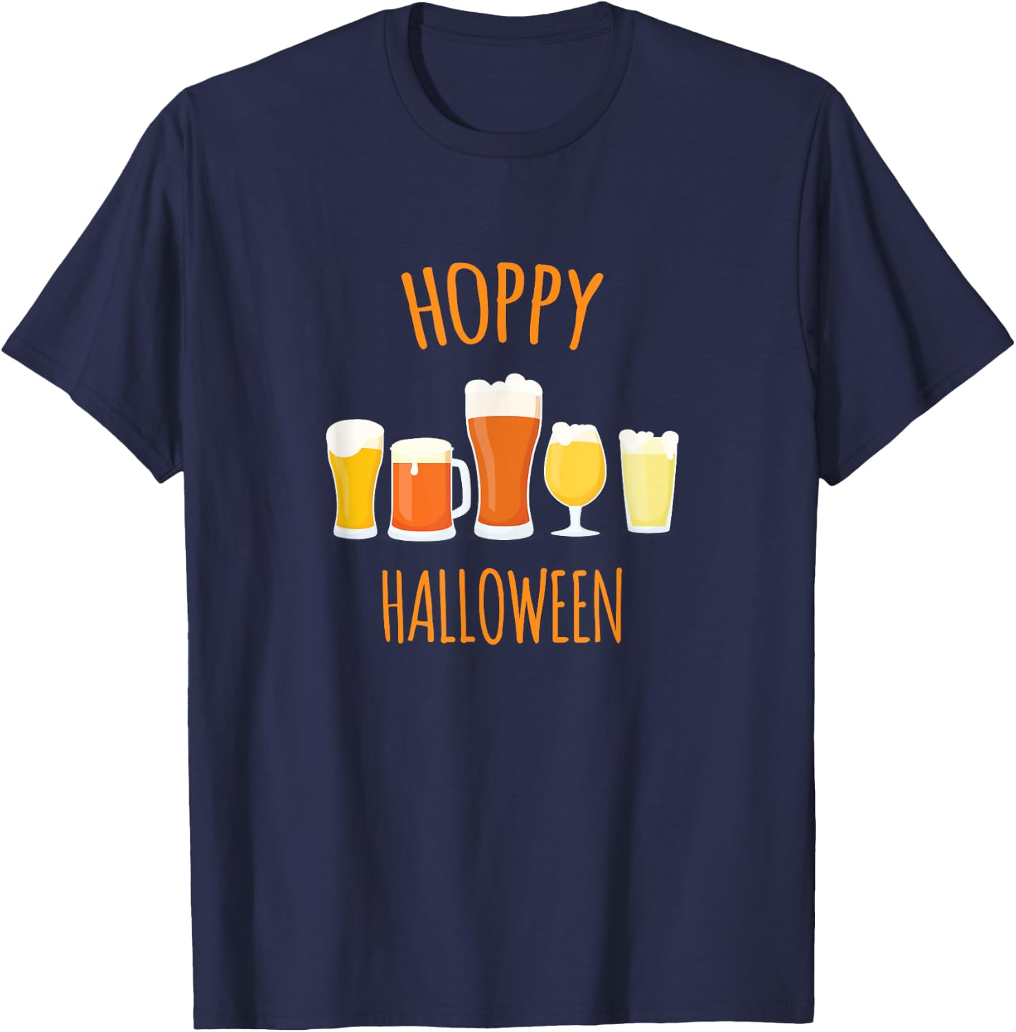 Hoppy Halloween - Funny Halloween Beer Drinking Gift T-Shirt - T-Shirt | Navy