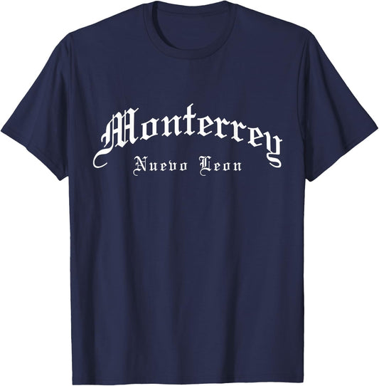 Monterrey Nuevo Leon Mexico Vintage Old School English Font T-Shirt - T-Shirt | Navy